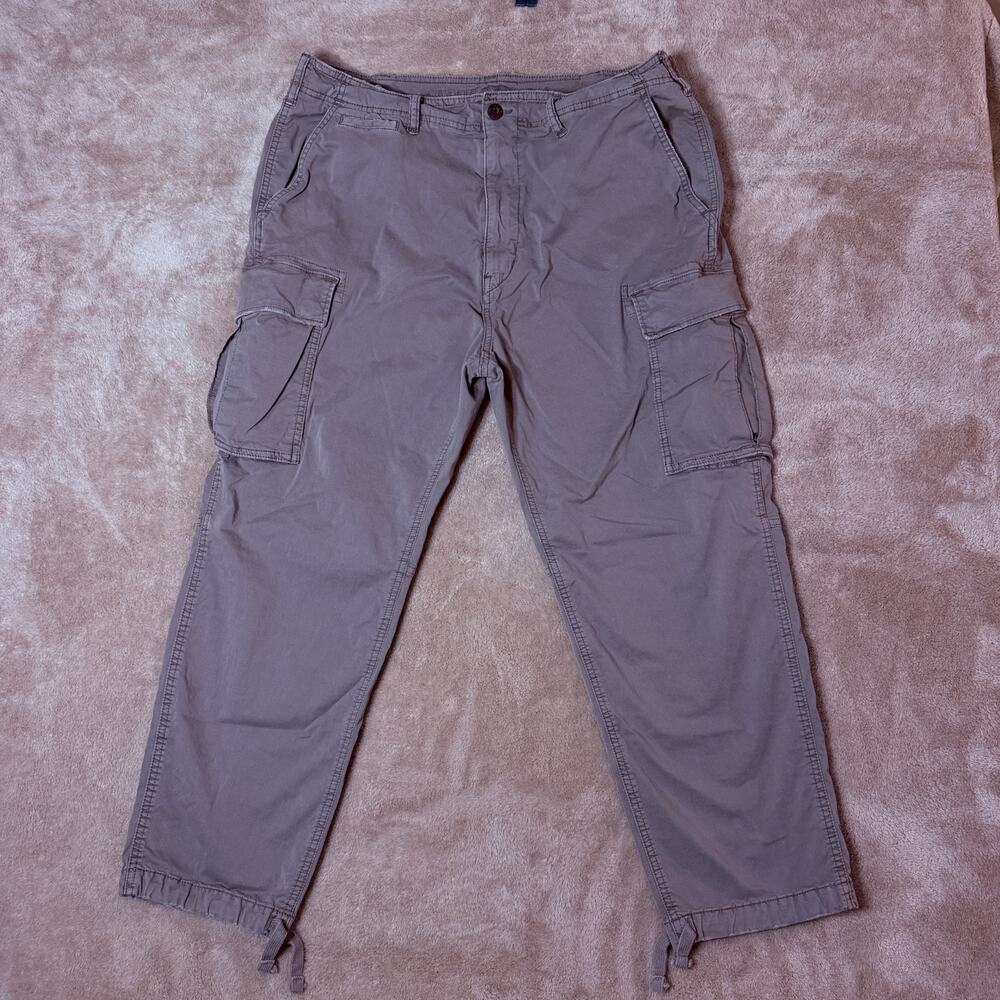 American Eagle Slim Lived In Cargo Pants Mens 36x30 Flex Pants Gray Military Y2K